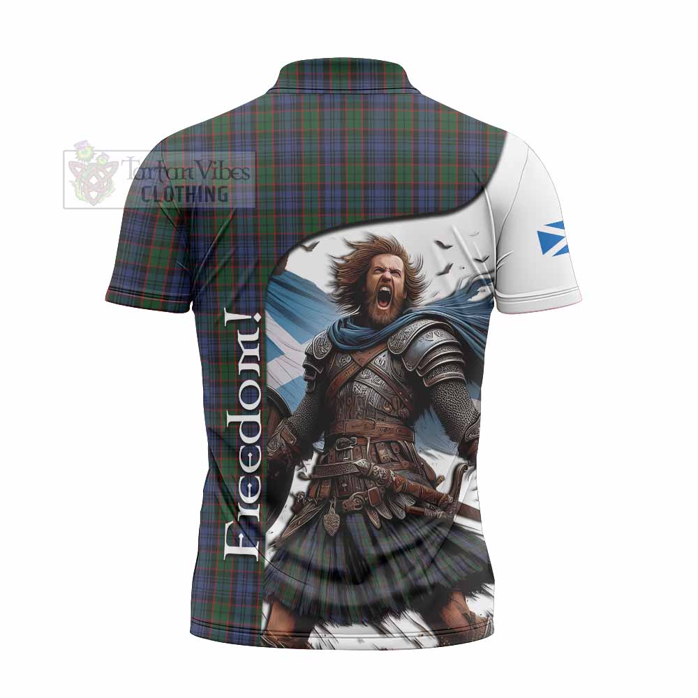 Tartan Vibes Clothing Fletcher Crest Tartan Zipper Polo Shirt Inspired by the Freedom of Scottish Warrior