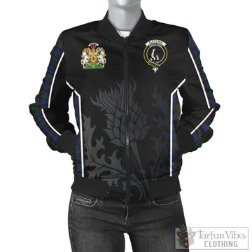 Fletcher Tartan Bomber Jacket with Family Crest and Scottish Thistle Vibes Sport Style