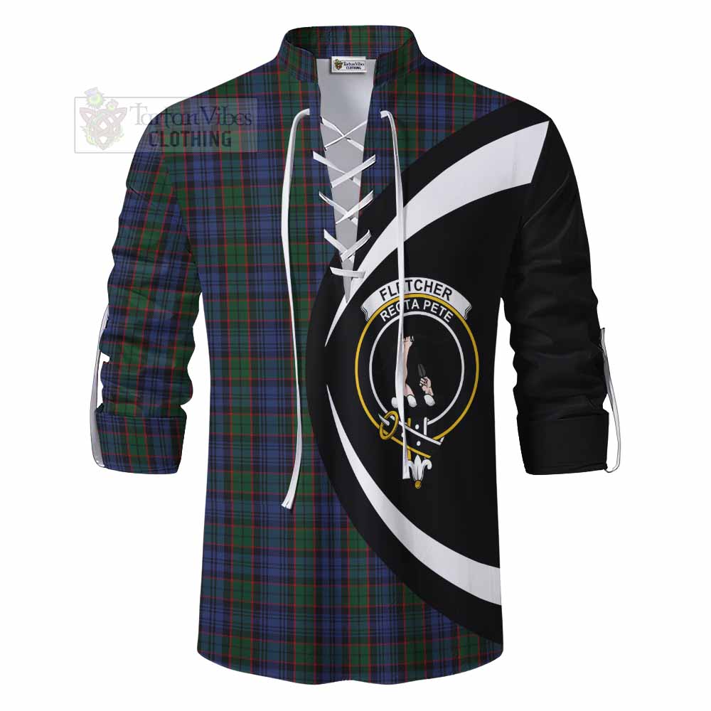 Tartan Vibes Clothing Fletcher Tartan Ghillie Kilt Shirt with Family Crest Circle Style
