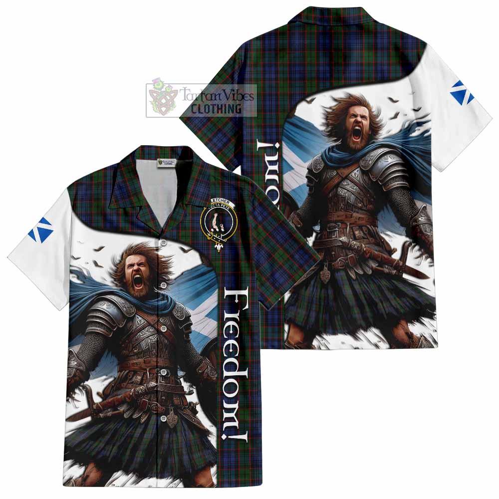 Tartan Vibes Clothing Fletcher Crest Tartan Short Sleeve Button Shirt Inspired by the Freedom of Scottish Warrior