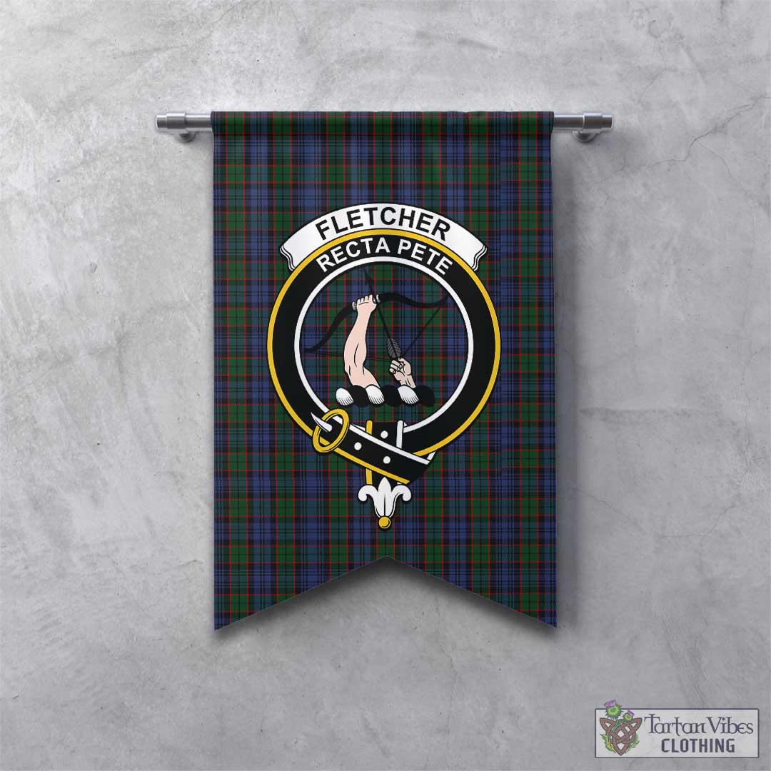 Tartan Vibes Clothing Fletcher Tartan Gonfalon, Tartan Banner with Family Crest
