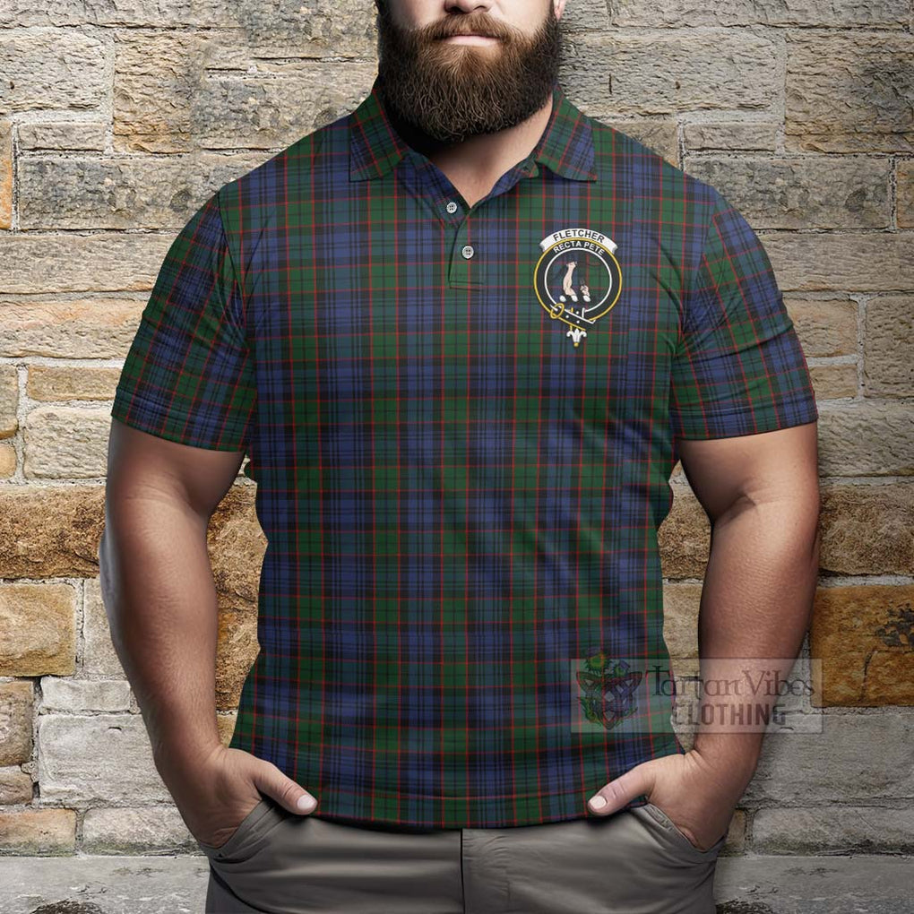 Tartan Vibes Clothing Fletcher Tartan Polo Shirt with Family Crest Celtic Skull Style
