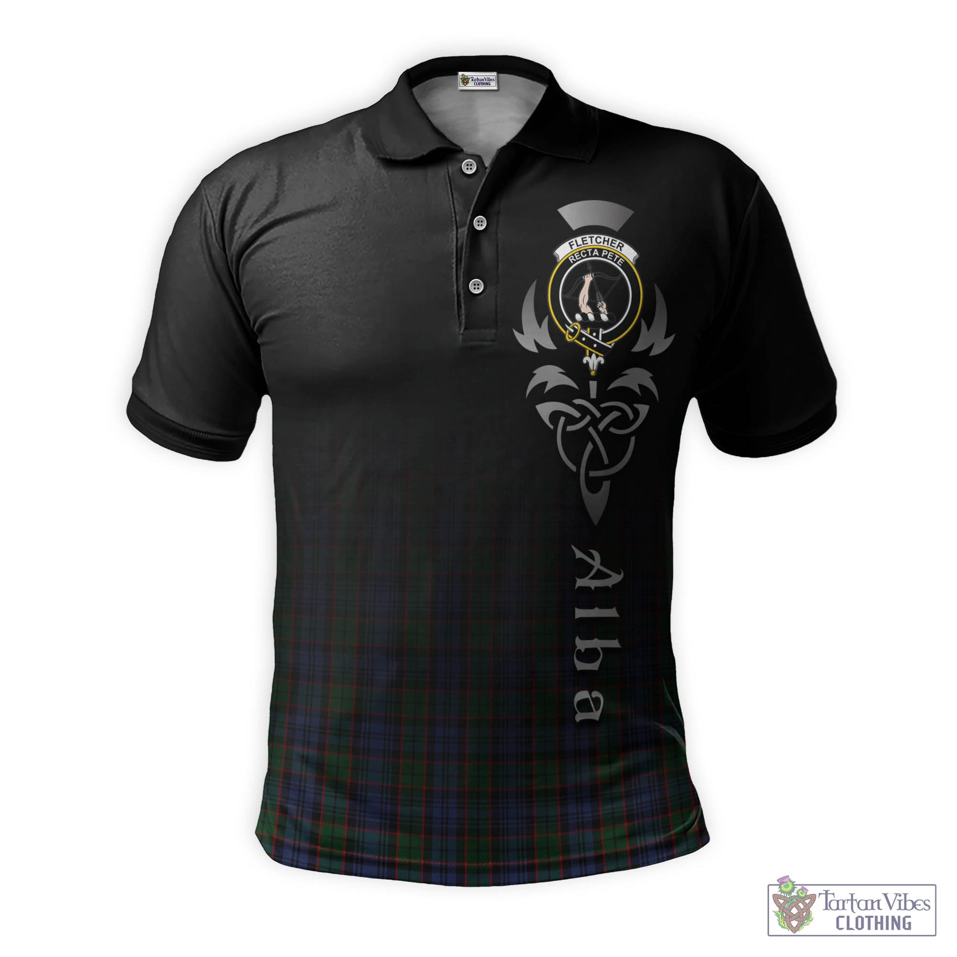 Tartan Vibes Clothing Fletcher Tartan Polo Shirt Featuring Alba Gu Brath Family Crest Celtic Inspired