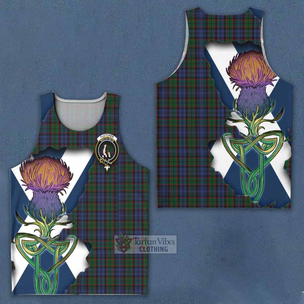 Tartan Vibes Clothing Fletcher Tartan Family Crest Men's Tank Top Scottish Thistle Celtic Inspired