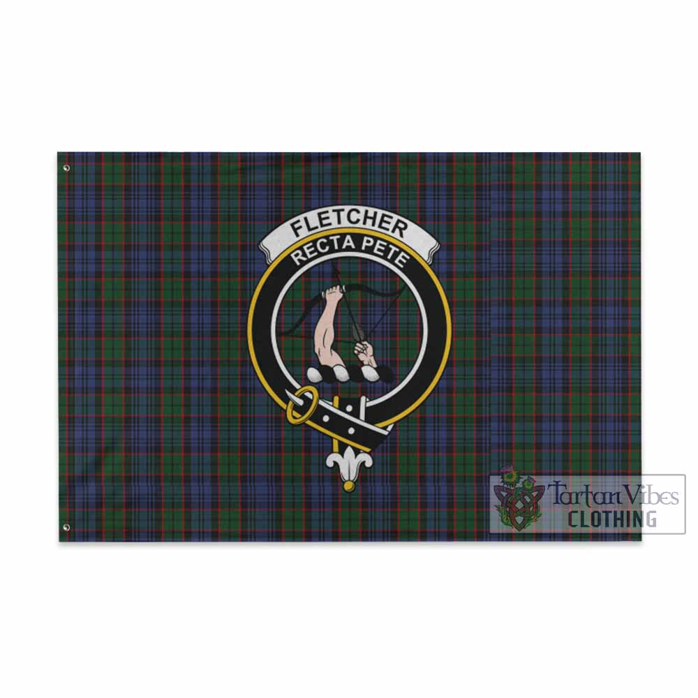 Tartan Vibes Clothing Fletcher Tartan House Flag with Family Crest
