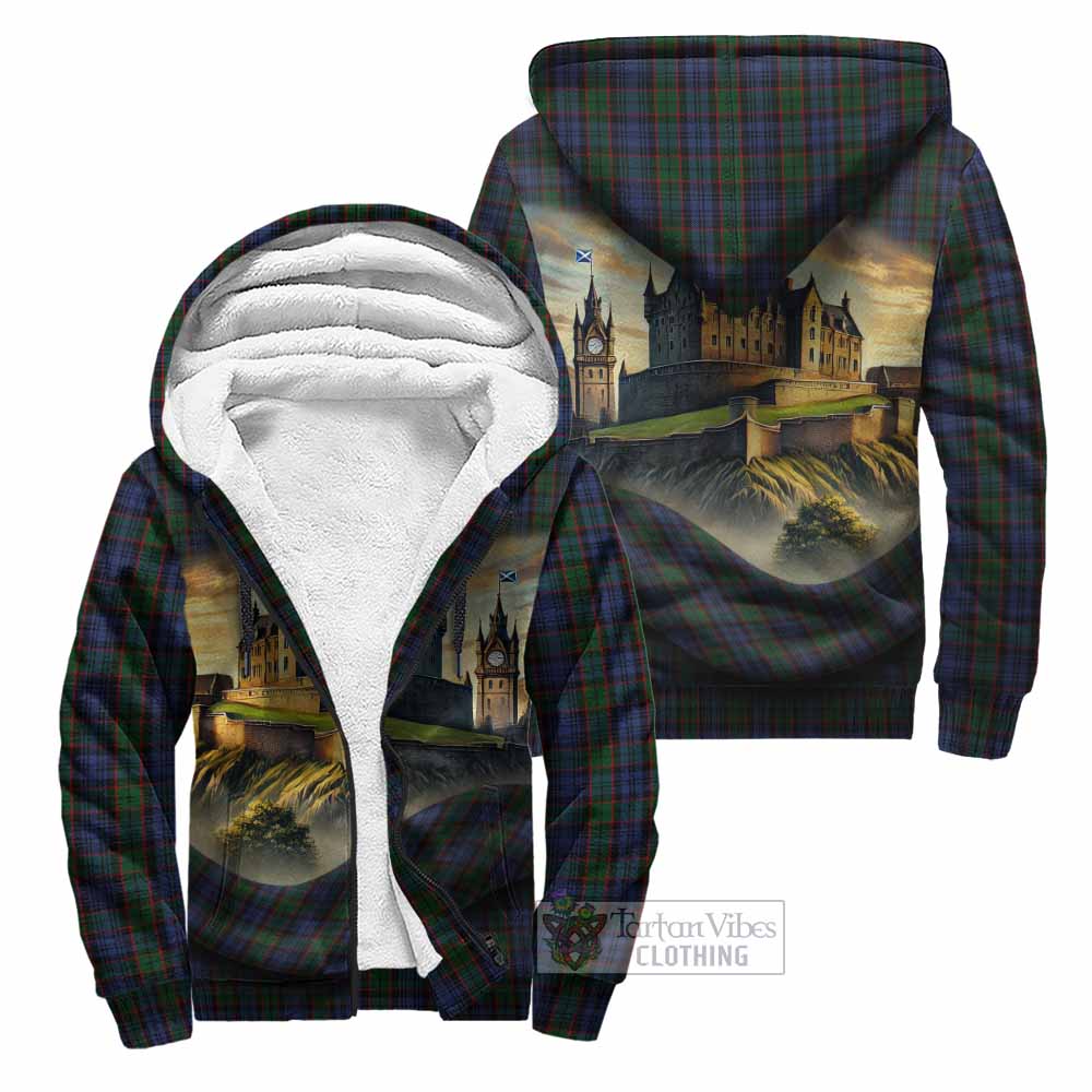 Tartan Vibes Clothing Fletcher Tartan Family Crest Sherpa Hoodie with Scottish Ancient Castle Style
