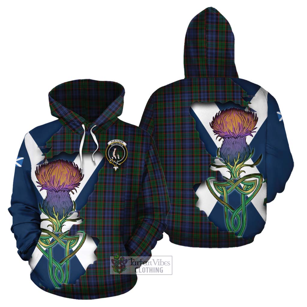 Tartan Vibes Clothing Fletcher Tartan Family Crest Cotton Hoodie Scottish Thistle Celtic Inspired