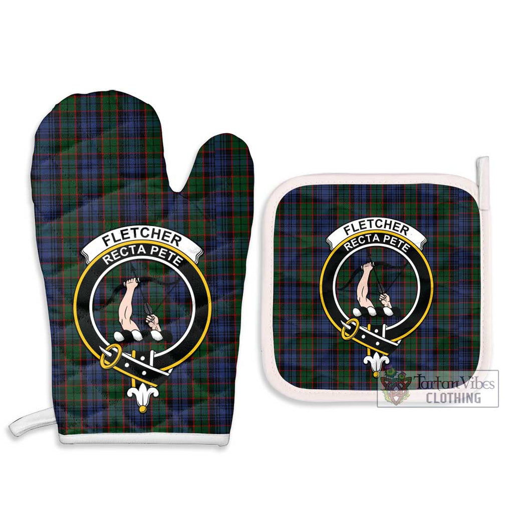 Fletcher Tartan Combo Oven Mitt & Pot-Holder with Family Crest Combo 1 Oven Mitt & 2 Pot-Holder White - Tartan Vibes Clothing