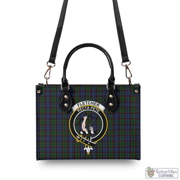 Fletcher Tartan Luxury Leather Handbags with Family Crest - Tartan Vibes Clothing