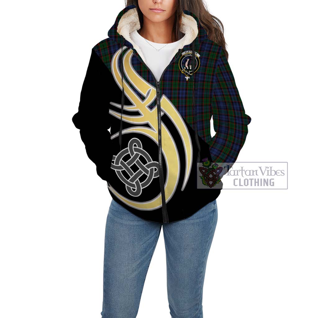 Fletcher Tartan Sherpa Hoodie with Family Crest and Celtic Symbol Style Unisex - Tartan Vibes Clothing