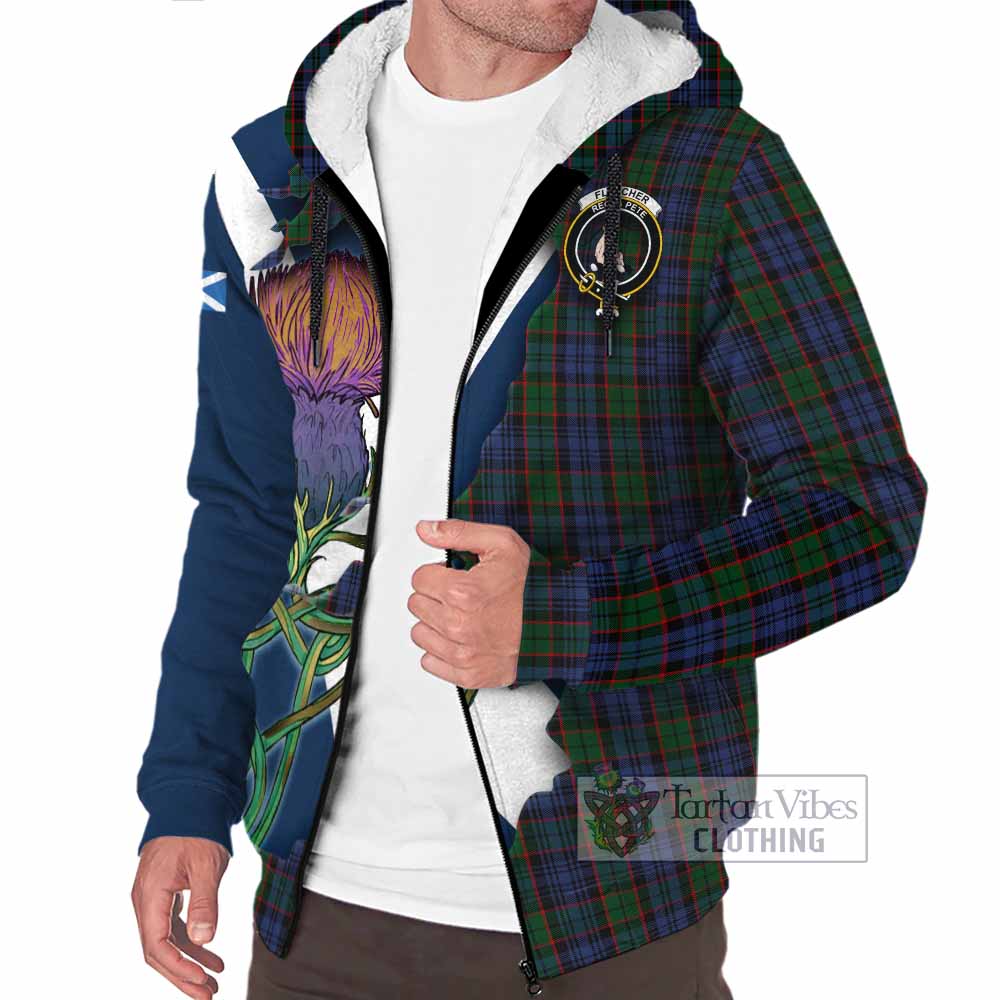 Tartan Vibes Clothing Fletcher Tartan Family Crest Sherpa Hoodie Scottish Thistle Celtic Inspired
