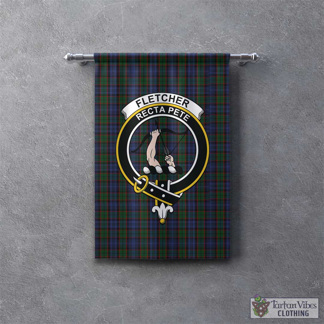 Tartan Vibes Clothing Fletcher Tartan Gonfalon, Tartan Banner with Family Crest