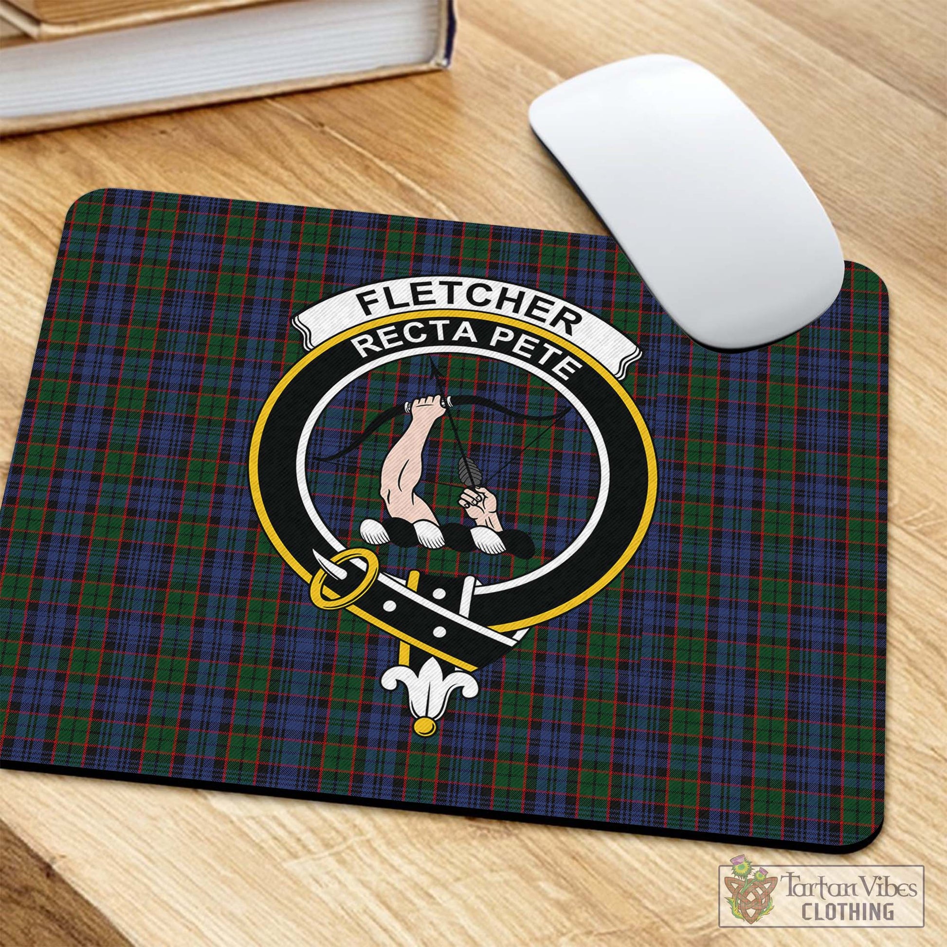 Tartan Vibes Clothing Fletcher Tartan Mouse Pad with Family Crest