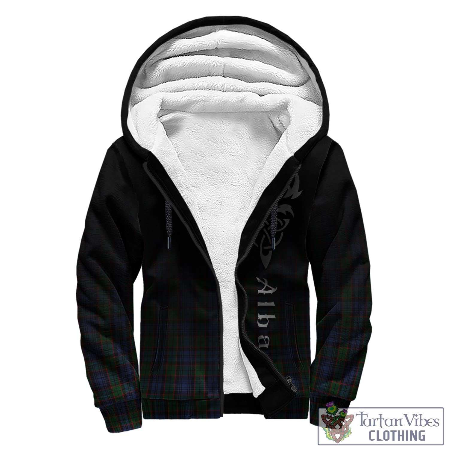 Tartan Vibes Clothing Fletcher Tartan Sherpa Hoodie Featuring Alba Gu Brath Family Crest Celtic Inspired