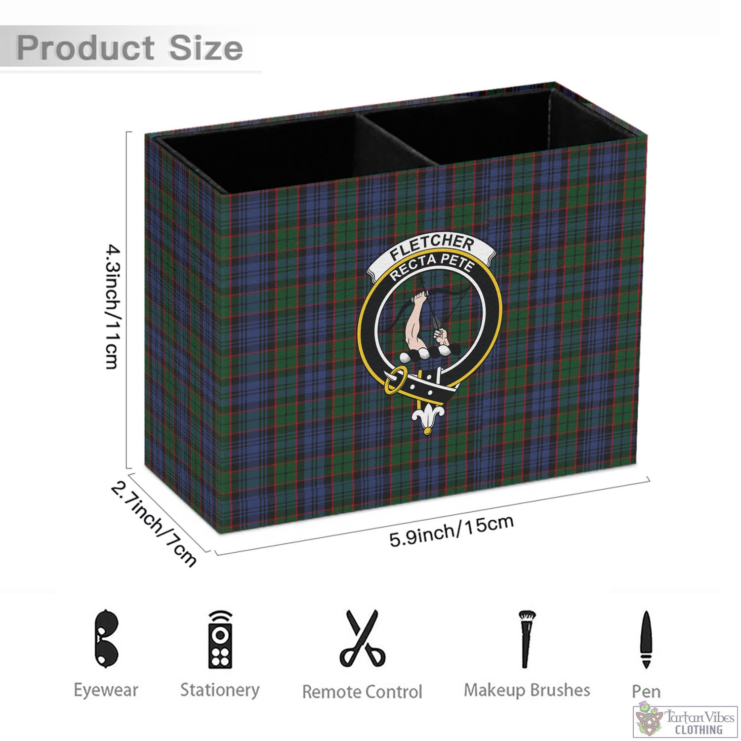 Tartan Vibes Clothing Fletcher Tartan Pen Holder with Family Crest