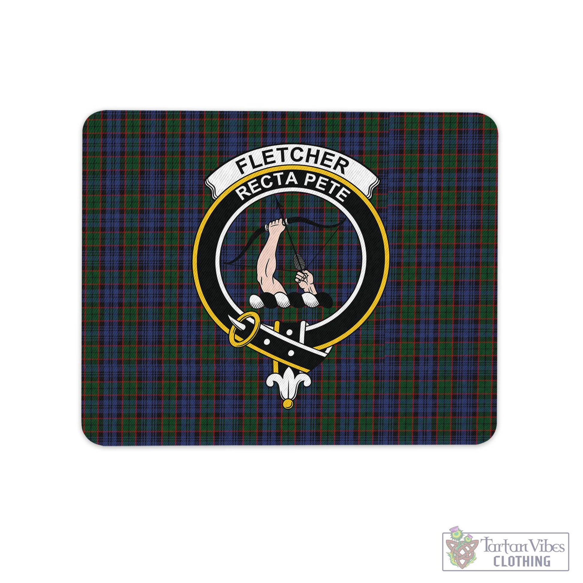 Tartan Vibes Clothing Fletcher Tartan Mouse Pad with Family Crest