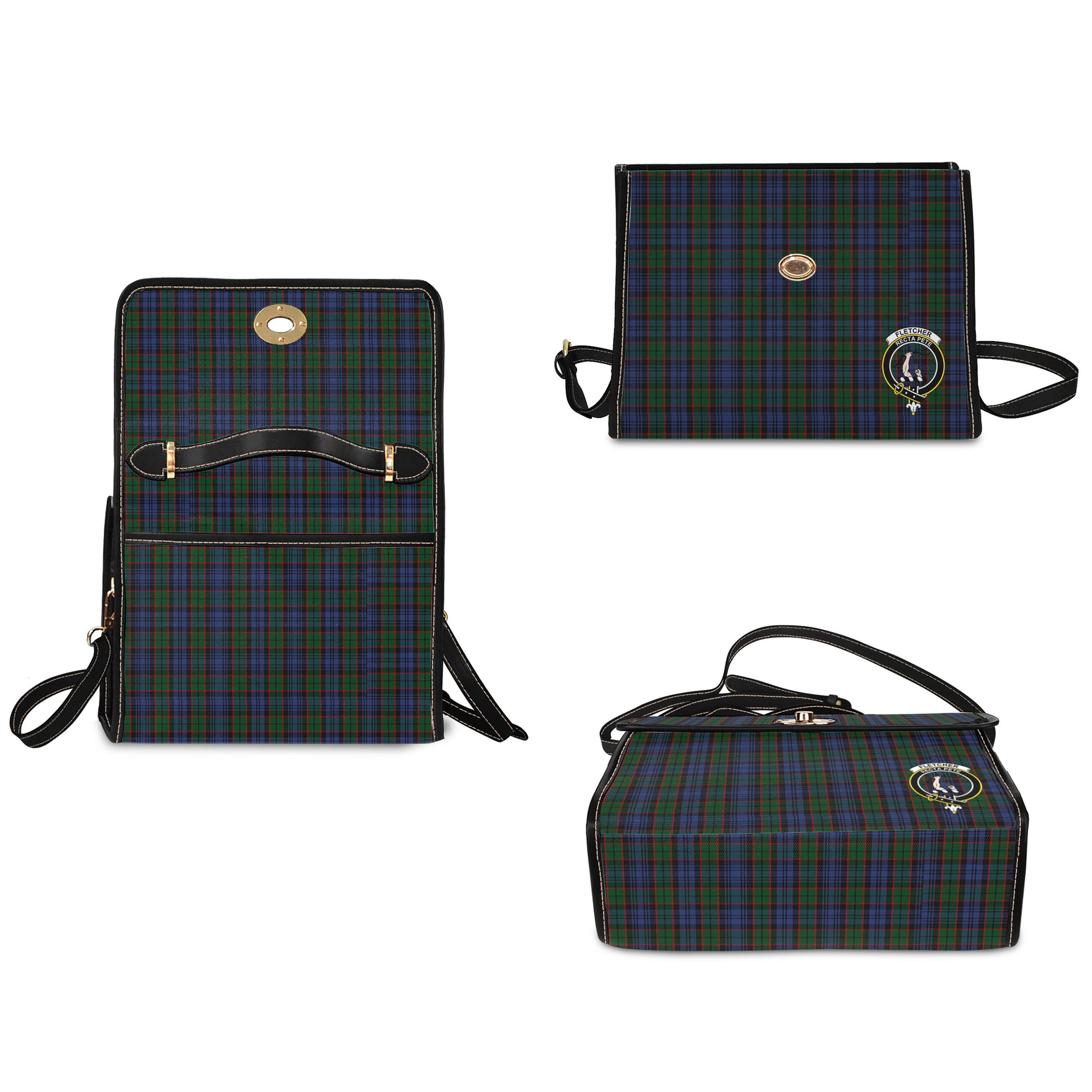 fletcher-tartan-leather-strap-waterproof-canvas-bag-with-family-crest