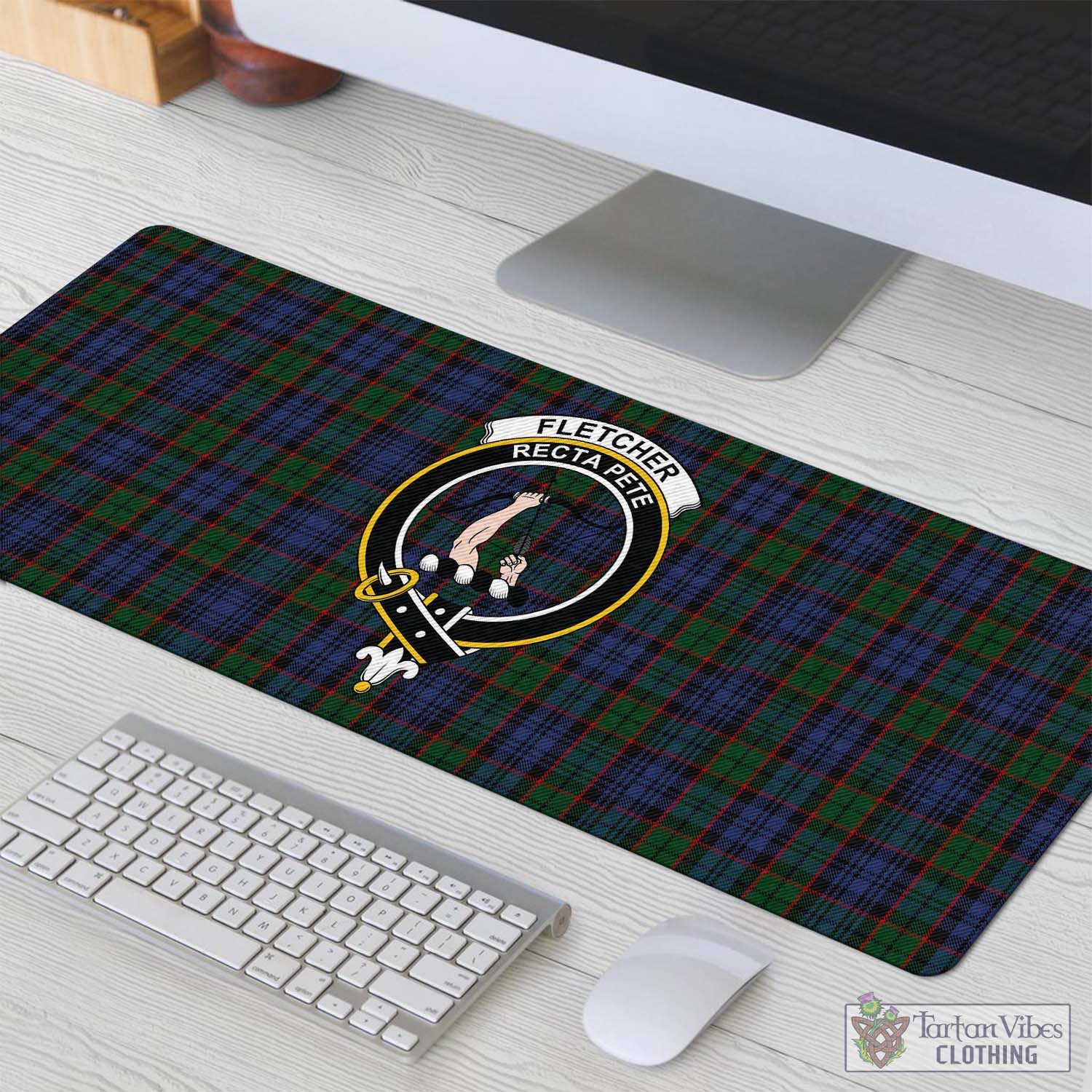 Tartan Vibes Clothing Fletcher Tartan Mouse Pad with Family Crest