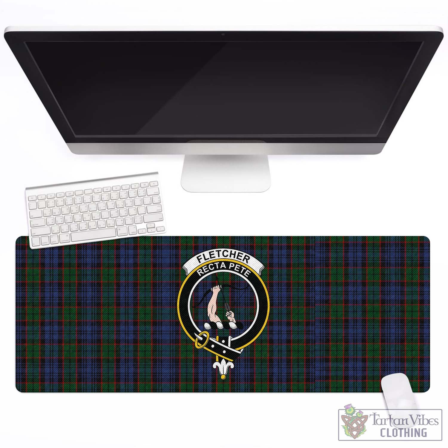 Tartan Vibes Clothing Fletcher Tartan Mouse Pad with Family Crest