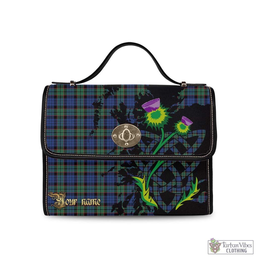 Tartan Vibes Clothing Fletcher Ancient Tartan Waterproof Canvas Bag with Scotland Map and Thistle Celtic Accents