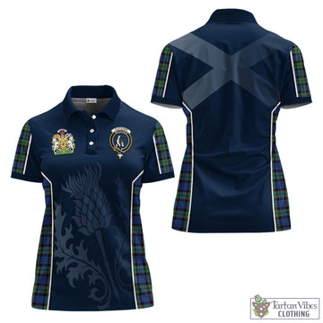 Fletcher Ancient Tartan Women's Polo Shirt with Family Crest and Scottish Thistle Vibes Sport Style