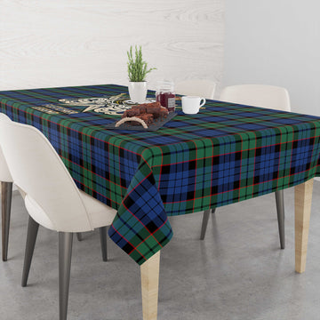 Fletcher Ancient Tartan Tablecloth with Clan Crest and the Golden Sword of Courageous Legacy
