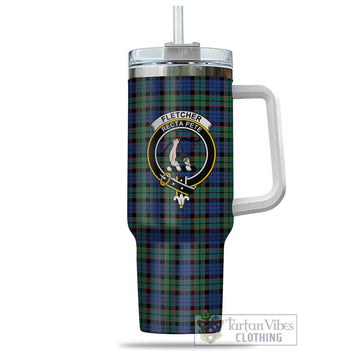 Fletcher Ancient Tartan and Family Crest Tumbler with Handle