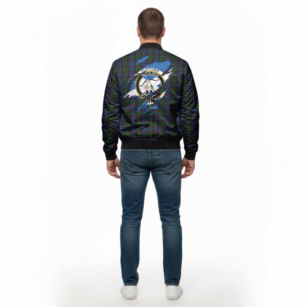 Fletcher Clan Crest In Me Tartan Bomber Jacket Scotland Flag Style