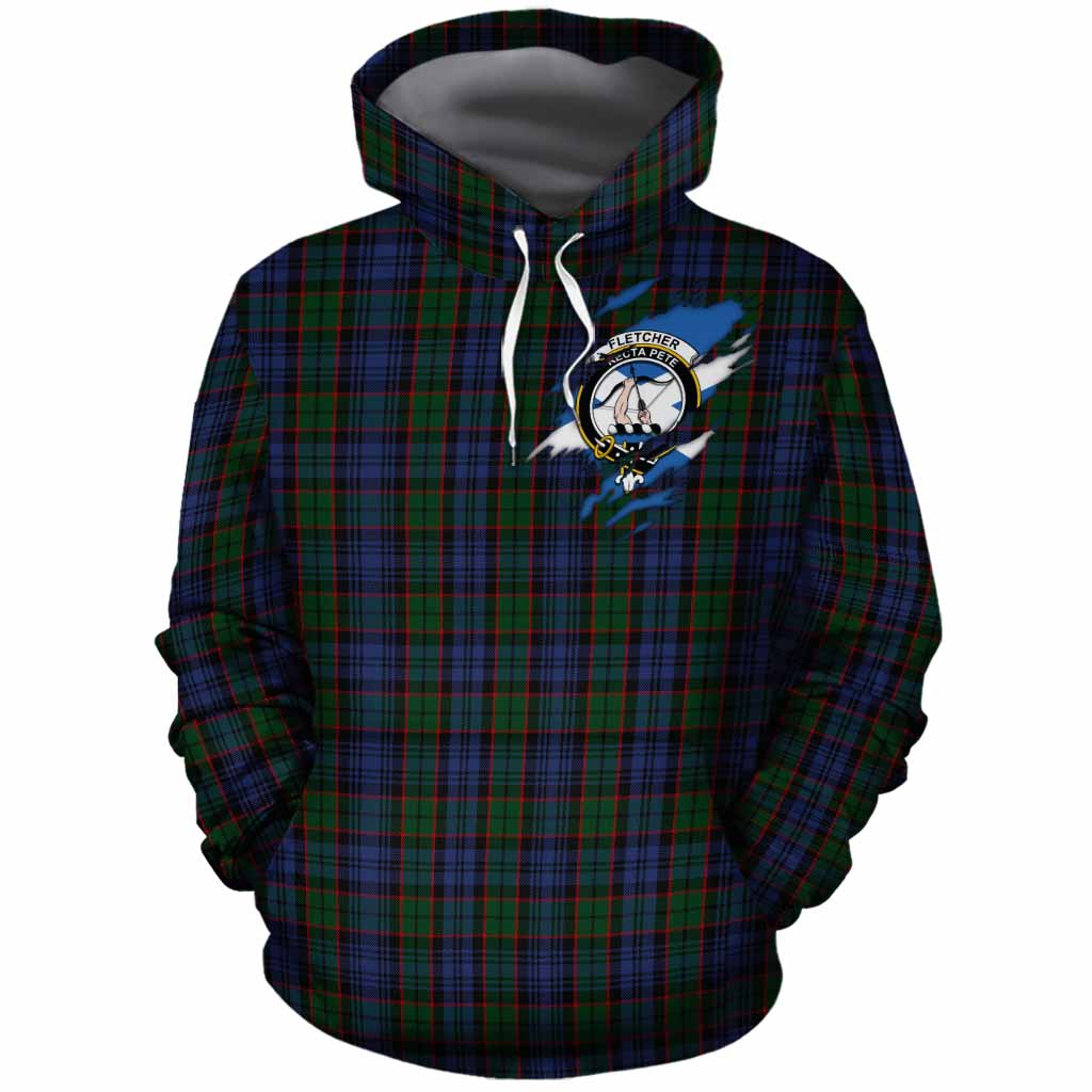 Fletcher Clan Crest In Me Tartan Cotton Hoodie Scotland Flag Style