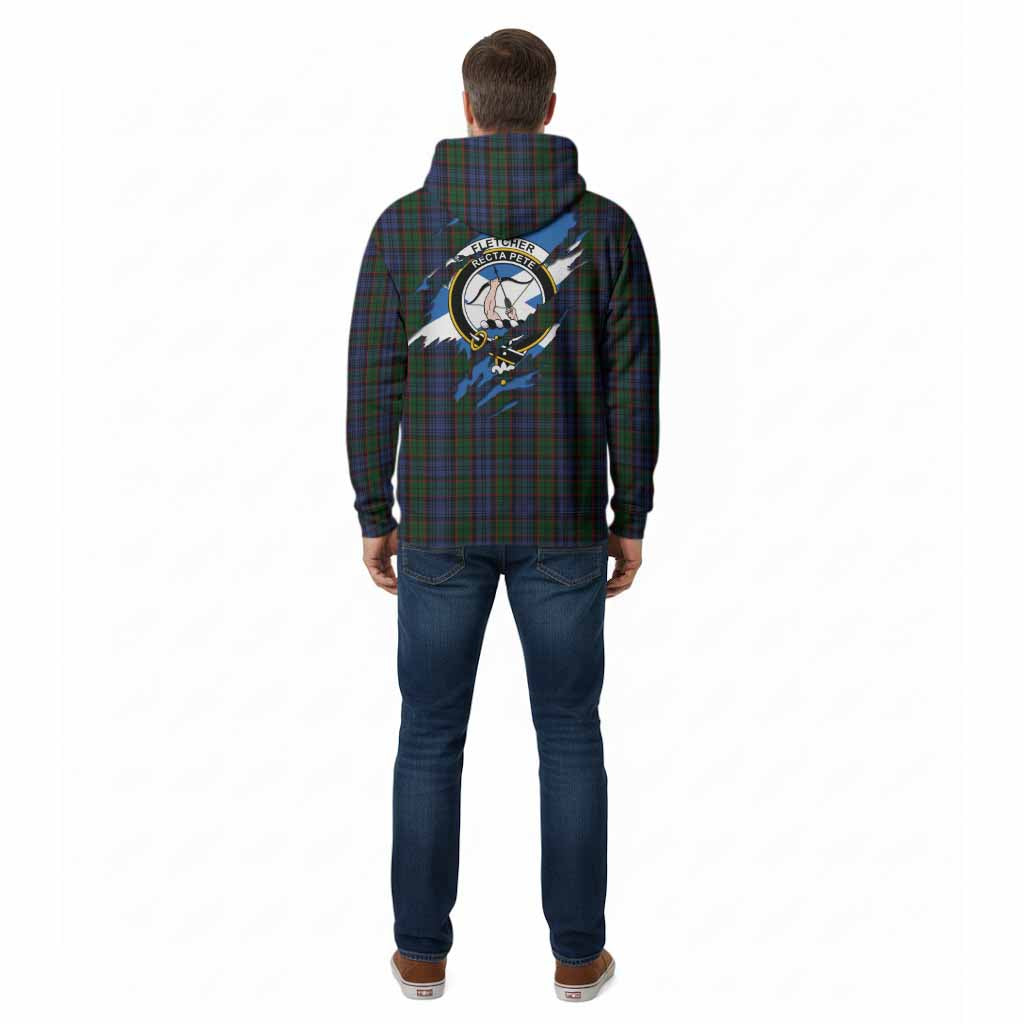 Fletcher Clan Crest In Me Tartan Cotton Hoodie Scotland Flag Style