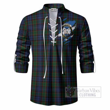 Fletcher Clan Crest In Me Tartan Ghillie Shirt Scotland Flag Style