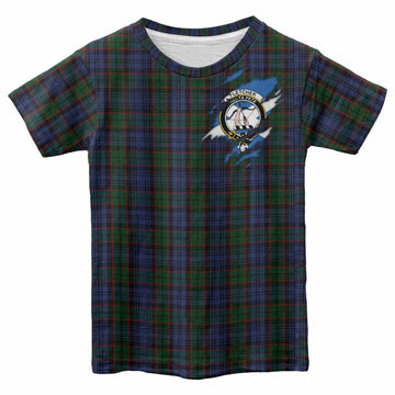 Fletcher Clan Crest In Me Tartan Kid T-shirt Scotland Flag Style