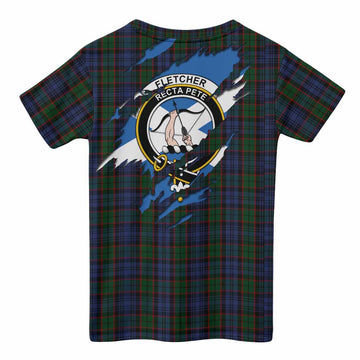 Fletcher Clan Crest In Me Tartan Kid T-shirt Scotland Flag Style