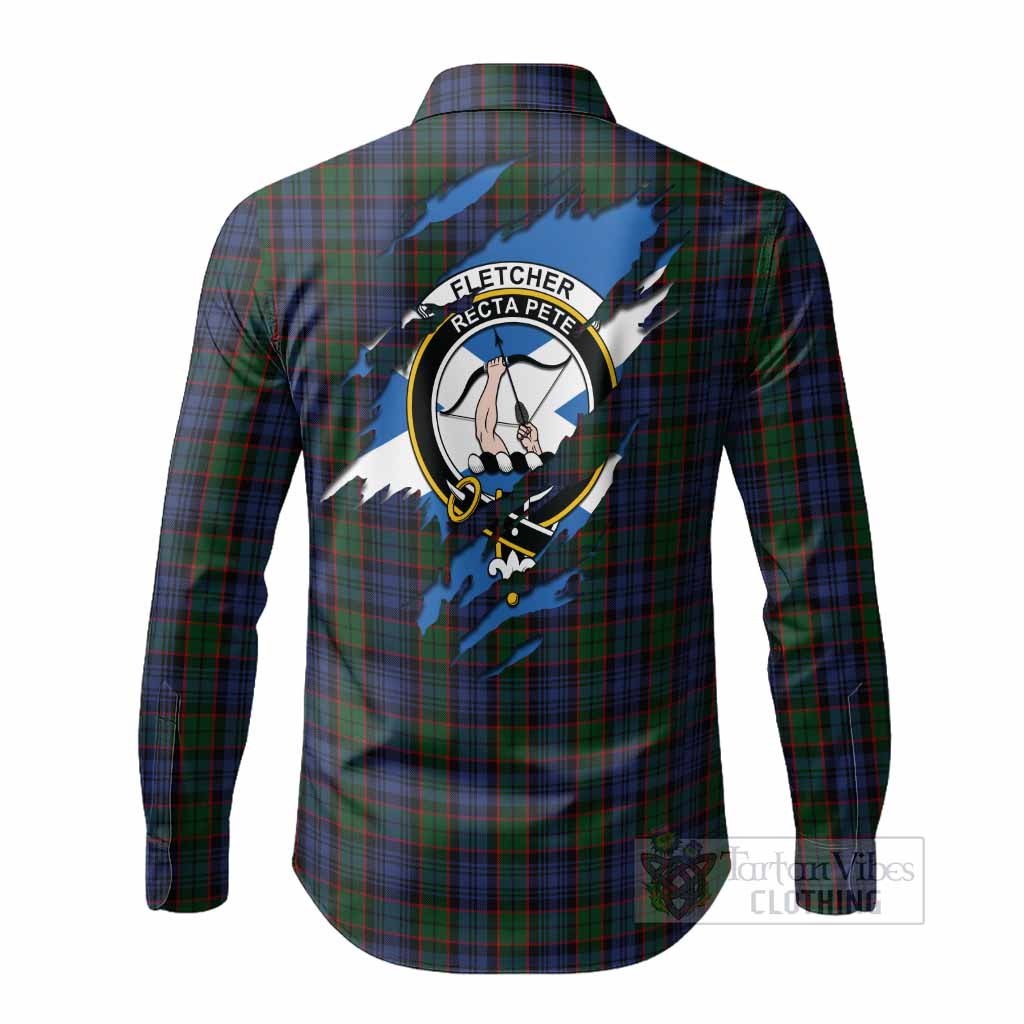Fletcher Clan Crest In Me Tartan Long Sleeve Button Shirts Scotland Flag Style