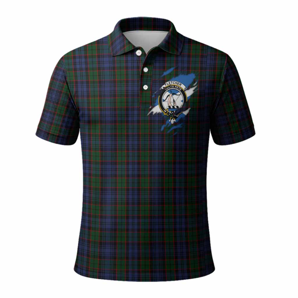 Fletcher Clan Crest In Me Tartan Polo Shirt Scotland Flag Style