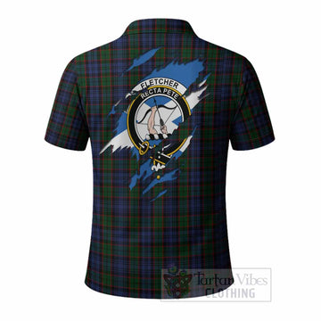 Fletcher Clan Crest In Me Tartan Polo Shirt Scotland Flag Style