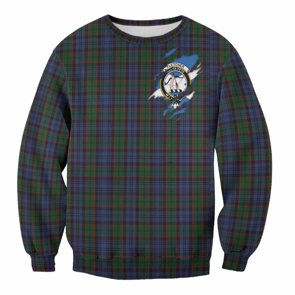 Fletcher Clan Crest In Me Tartan Sweatshirt Scotland Flag Style