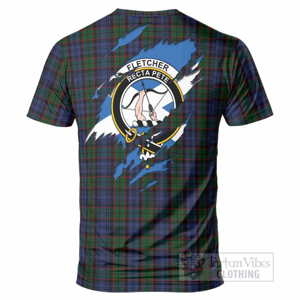 Fletcher Clan Crest In Me Tartan T-Shirt Scotland Flag Style