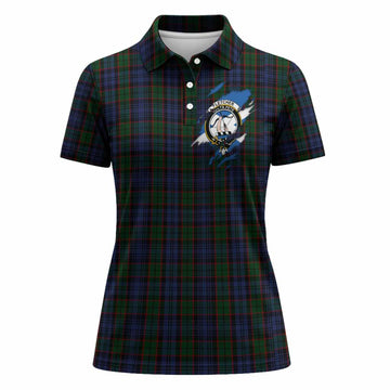 Fletcher Clan Crest In Me Tartan Women Polo Shirt Scotland Flag Style