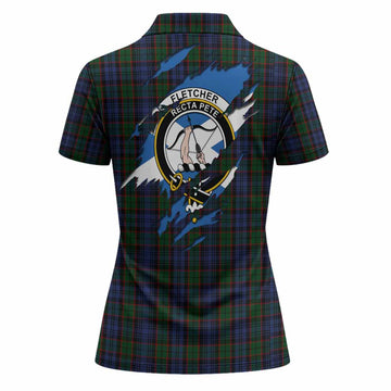 Fletcher Clan Crest In Me Tartan Women Polo Shirt Scotland Flag Style