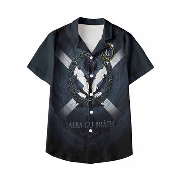 Fletcher Clan Crest Kid Hawaiian Shirt with Celtic Knot Thistle and Saltire