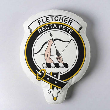 Fletcher Clan Crest Shaped Throw Pillow, Scottish Clan Badge Decorative Pillow