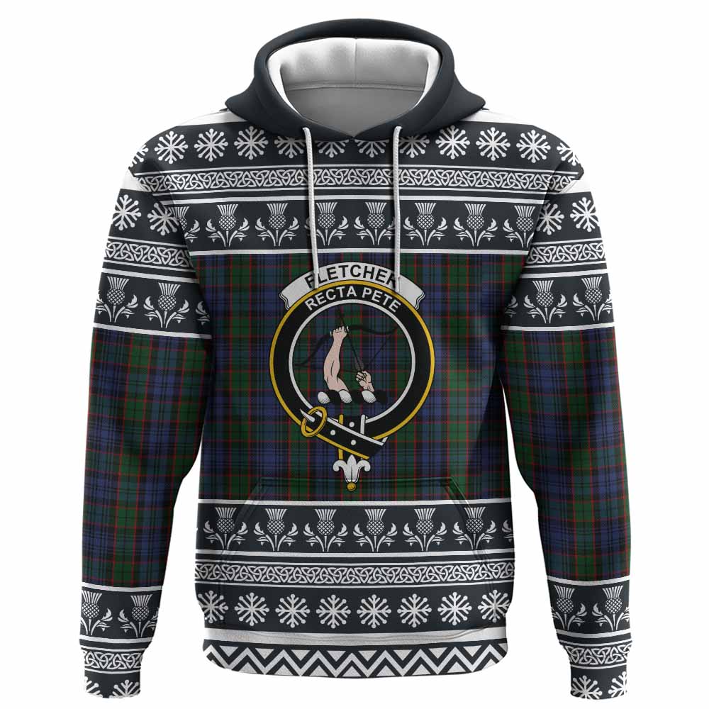 Fletcher Clan Tartan Christmas Hoodie with Family Crest - Tartan Vibes Clothing