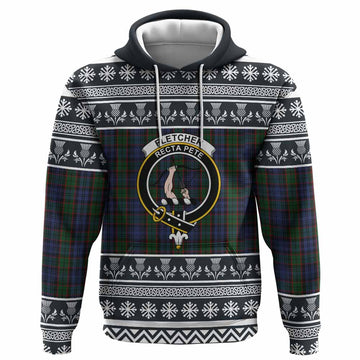 Fletcher Clan Tartan Christmas Hoodie with Family Crest