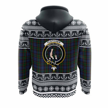 Fletcher Clan Tartan Christmas Hoodie with Family Crest