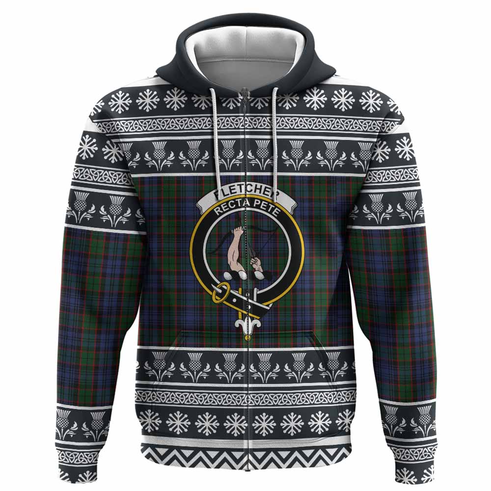 Fletcher Clan Tartan Christmas Hoodie with Family Crest - Tartan Vibes Clothing