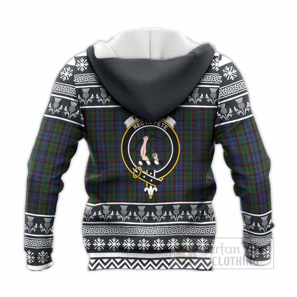Fletcher Clan Tartan Christmas Knitted Hoodie with Family Crest - Tartan Vibes Clothing