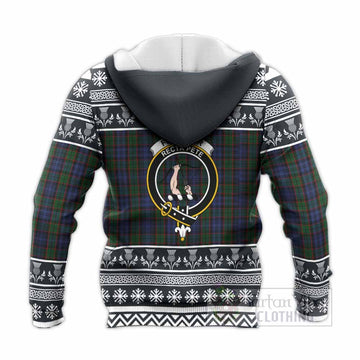 Fletcher Clan Tartan Christmas Knitted Hoodie with Family Crest