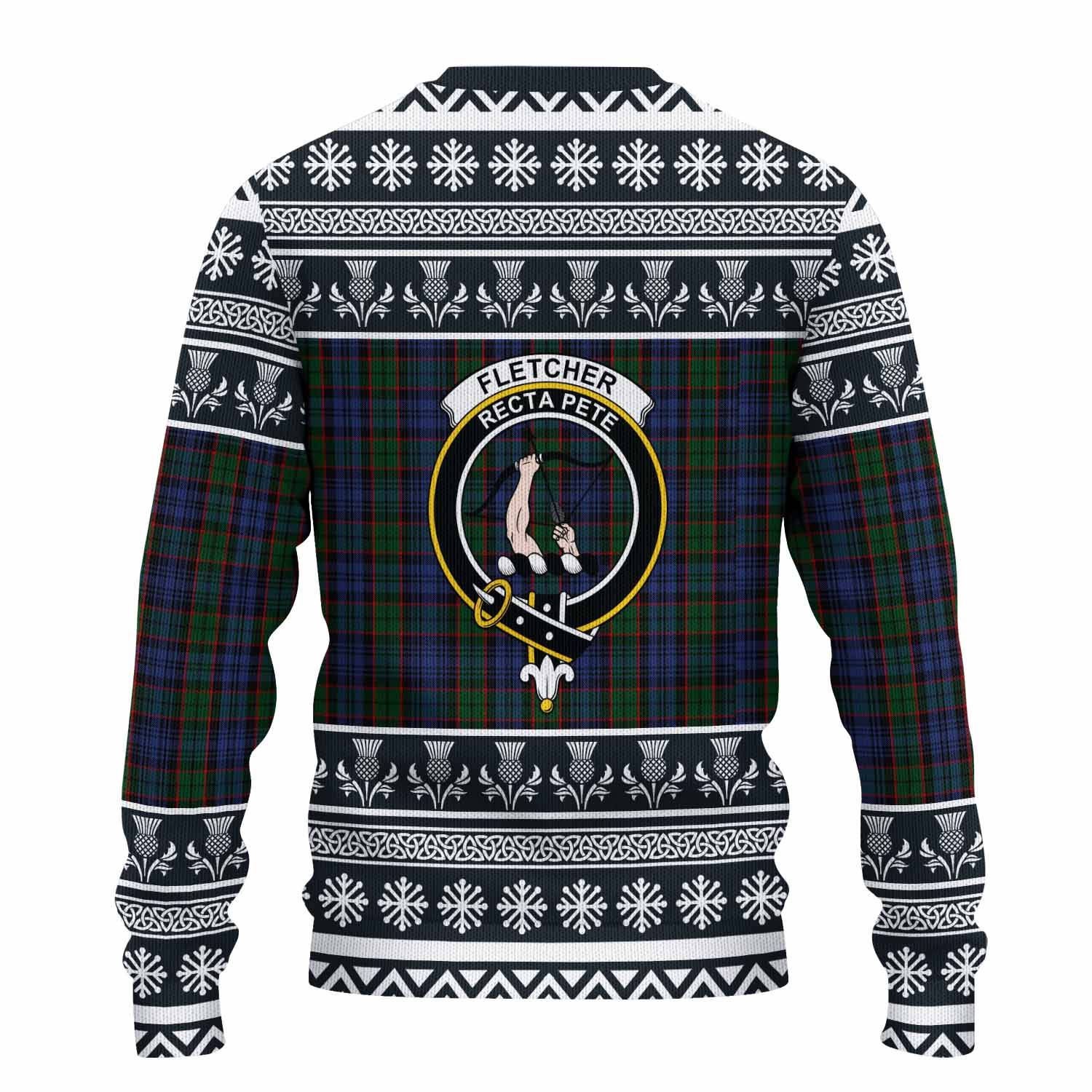 Fletcher Clan Tartan Christmas Ugly Sweater with Family Crest - Tartan Vibes Clothing