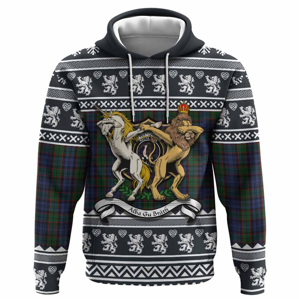 Fletcher Clan Tartan Crest Christmas Hoodie Coat of Arms Funny Style - Tartan Vibes Clothing